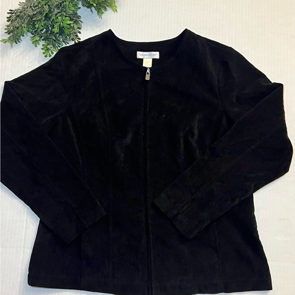 Christopher & Banks - Sz M - Full Zip Blazer Style Jacket - Black